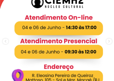 Atendimento presencial/online sobre Edital de Agentes Territoriais de Cultura – 4 e 6 de junho/2024